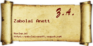 Zabolai Anett névjegykártya